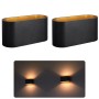 SSC-LUXon JOBERO 2er Set Wandleuchten, schwarz-gold, G9, Up & Down Licht, rechteckiges Design.