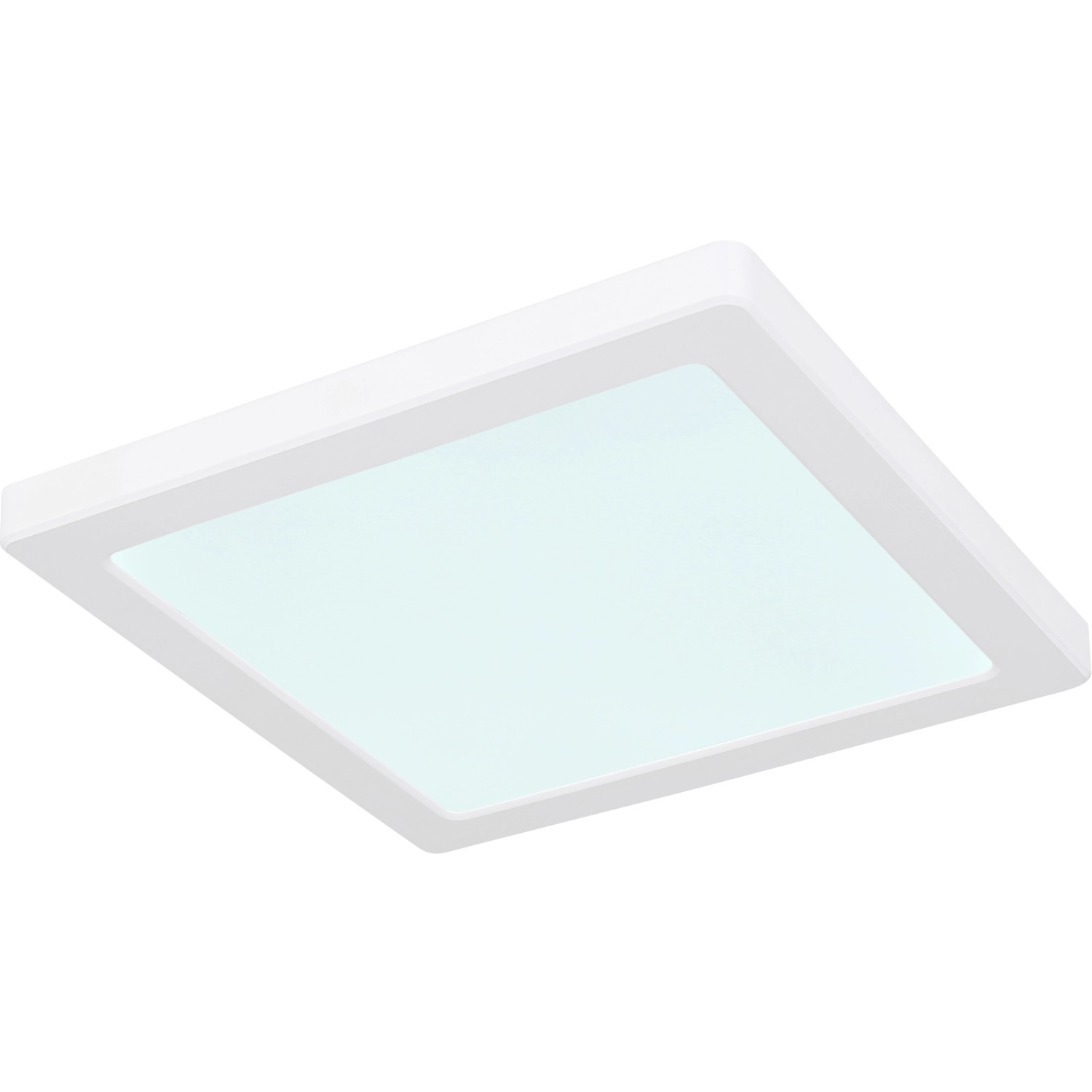 Quadratische, weiße LED-Deckenleuchte Lasse von Globo, 217x217x17 mm.