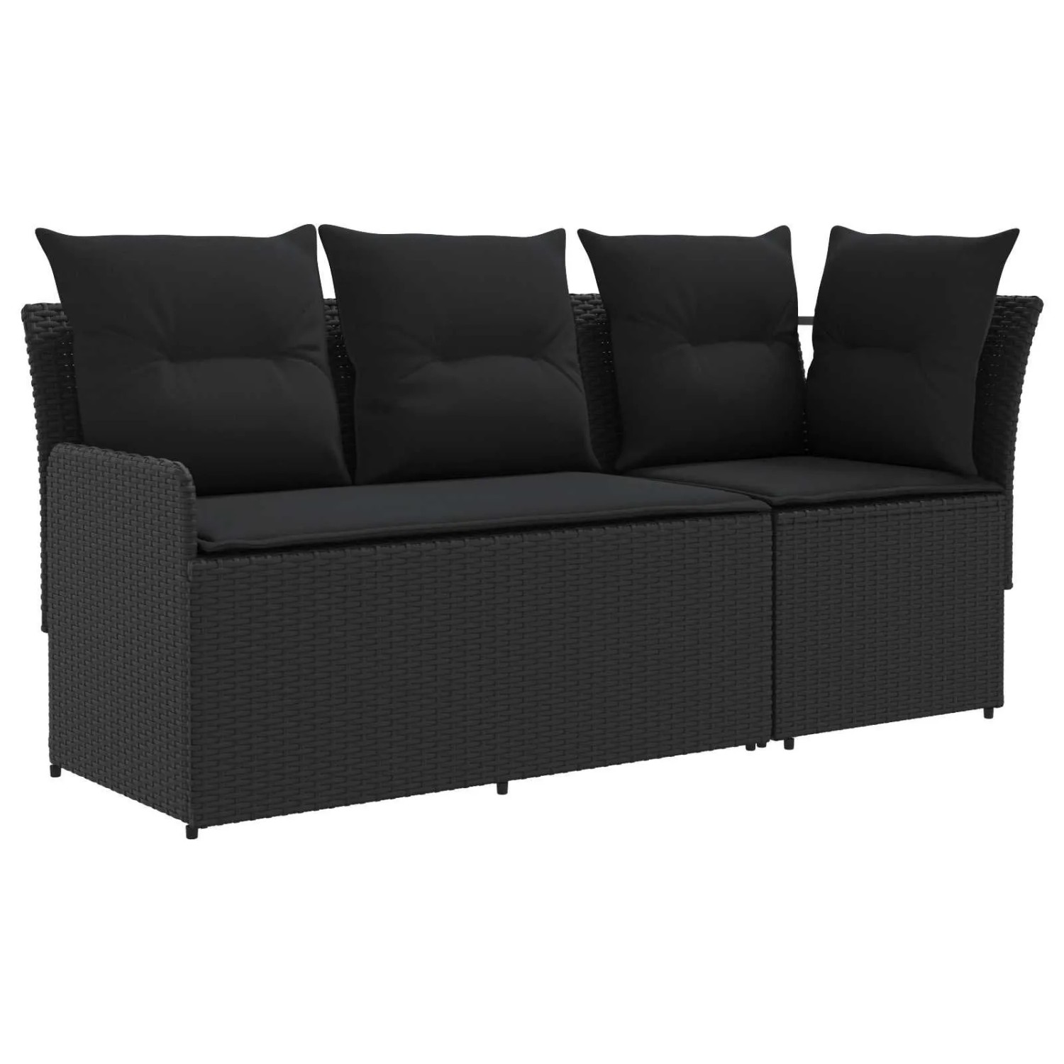 vidaXL Gartenarmsessel mit Ecksofa 2 Stück Schwarz PE-Rattan 42025369