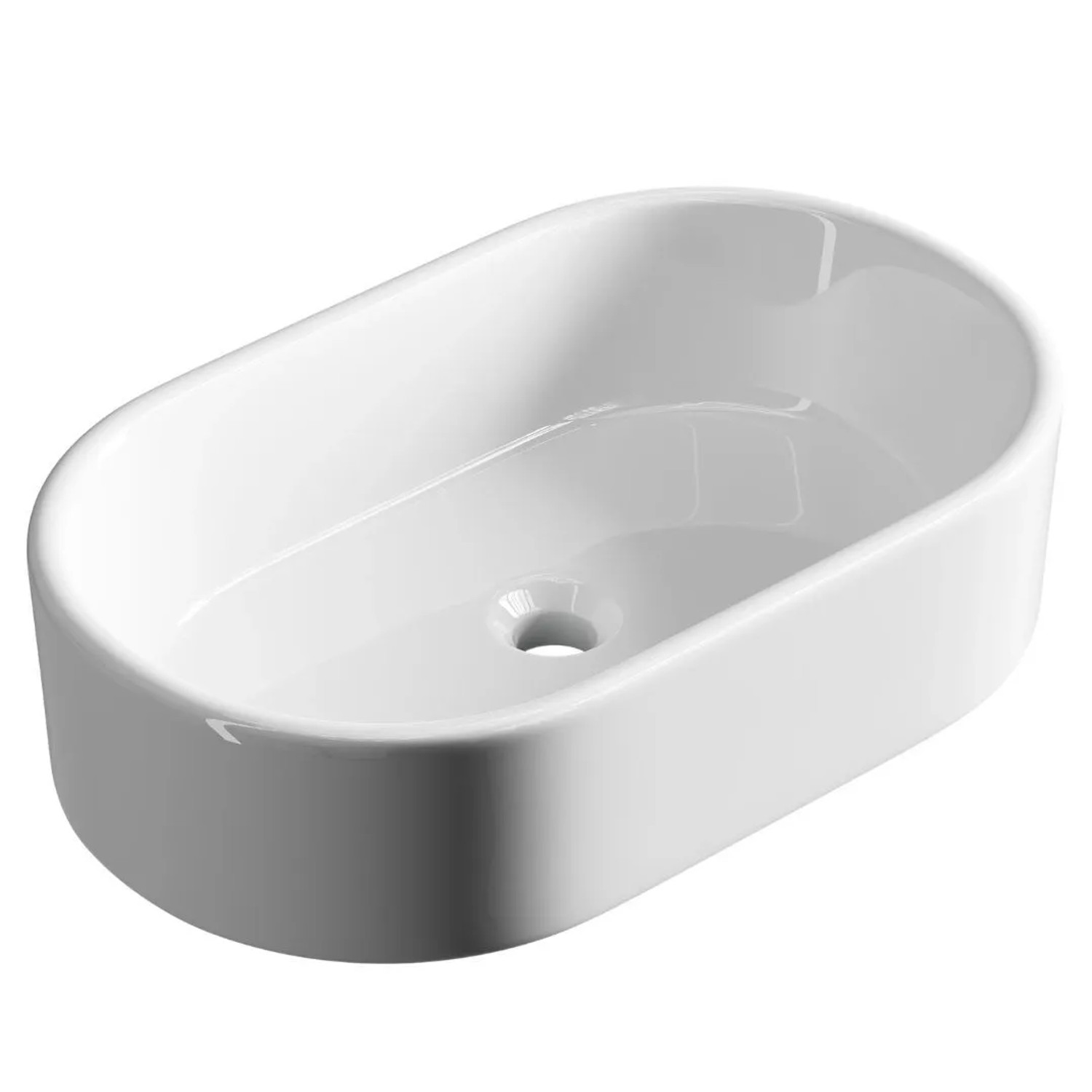 Planetmöbel Aufsatzwaschbecken 55 cm Weiß Oval Keramik