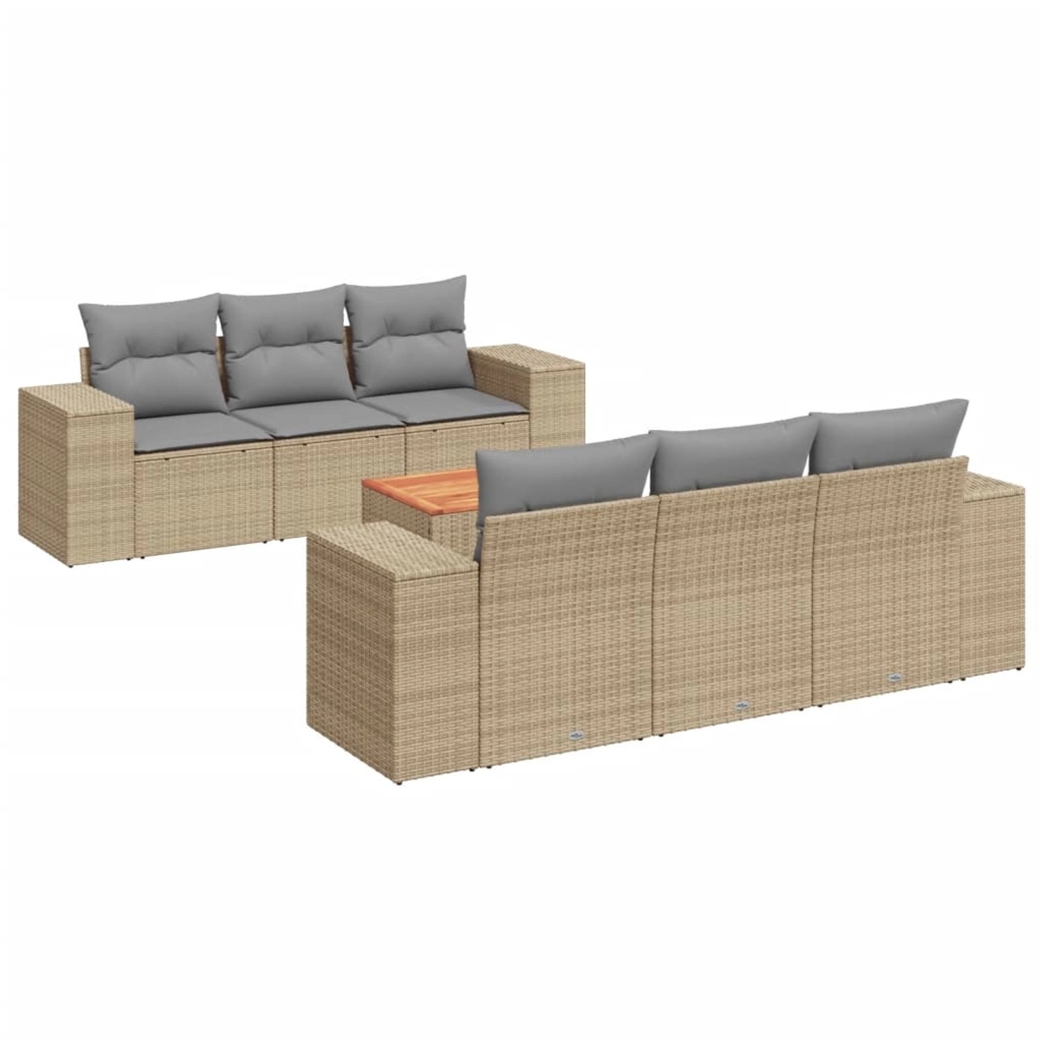 vidaXL 7-Tlg Garten-Sofagarnitur mit Kissen Beige Poly Rattan 3257669 günstig online kaufen