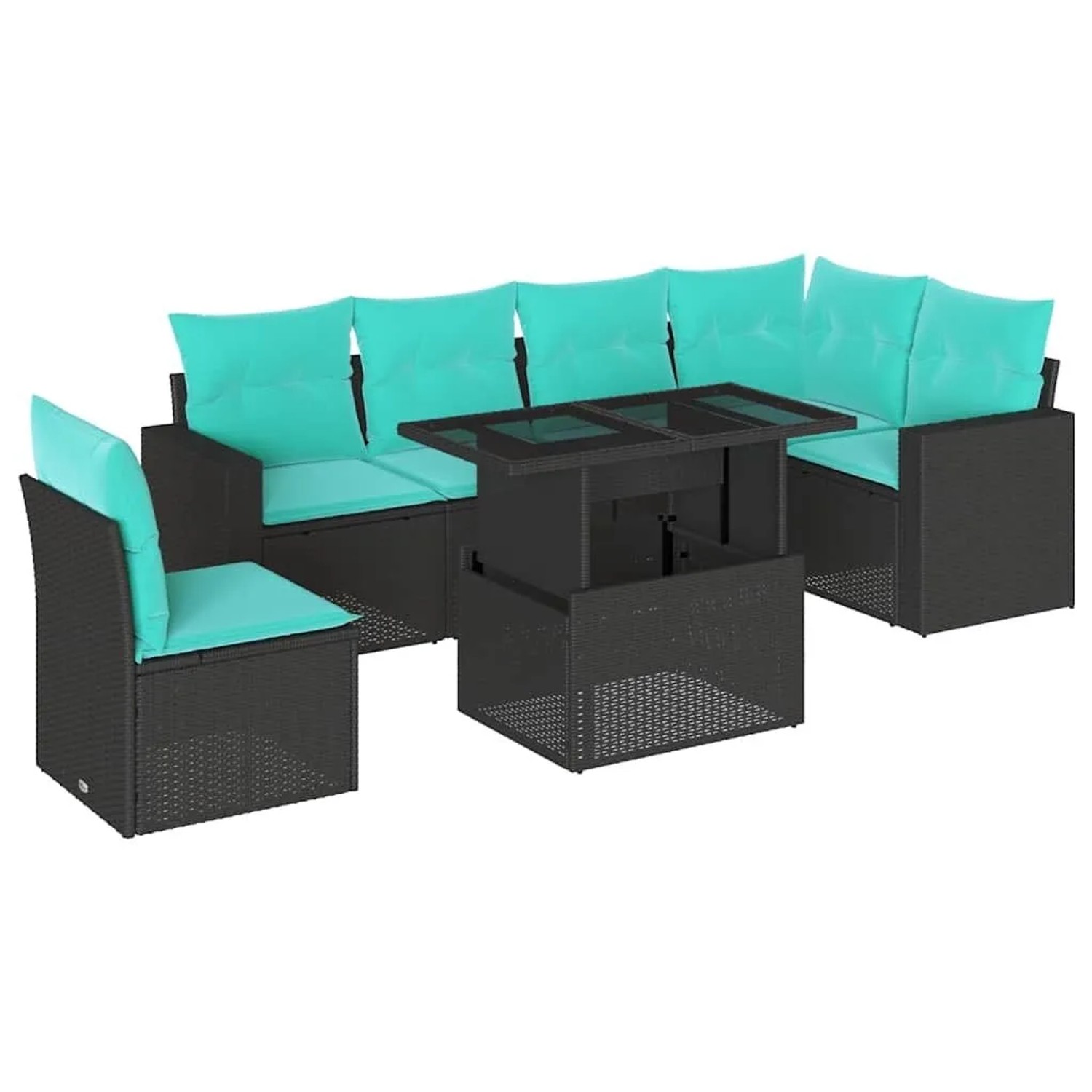 vidaXL 7-Tlg Gartensofa-Set mit Kissen Schwarz Polyrattan 3267307 günstig online kaufen