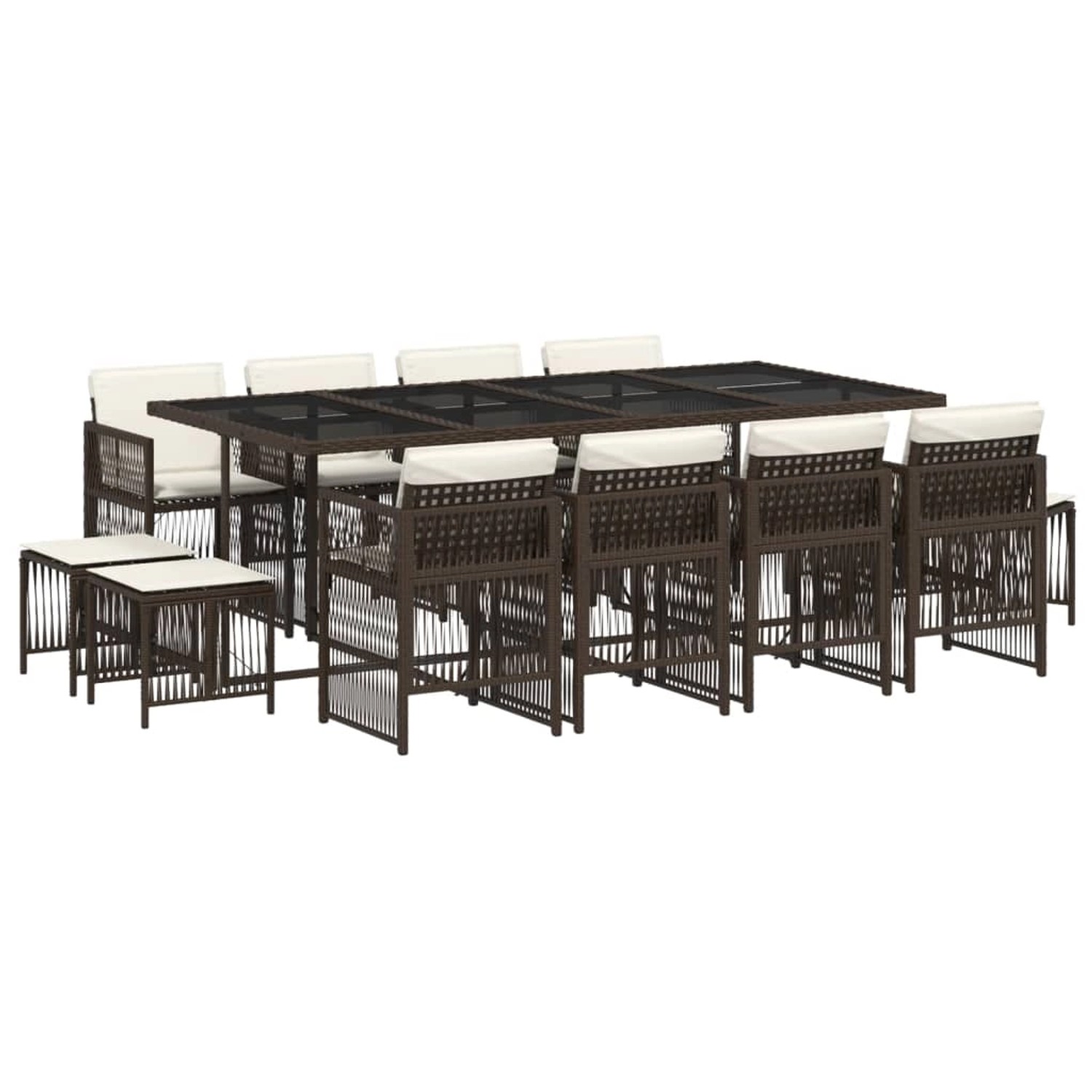 vidaXL 13-Tlg Garten-Essgruppe mit Kissen Braun Poly Rattan 3210981 günstig online kaufen