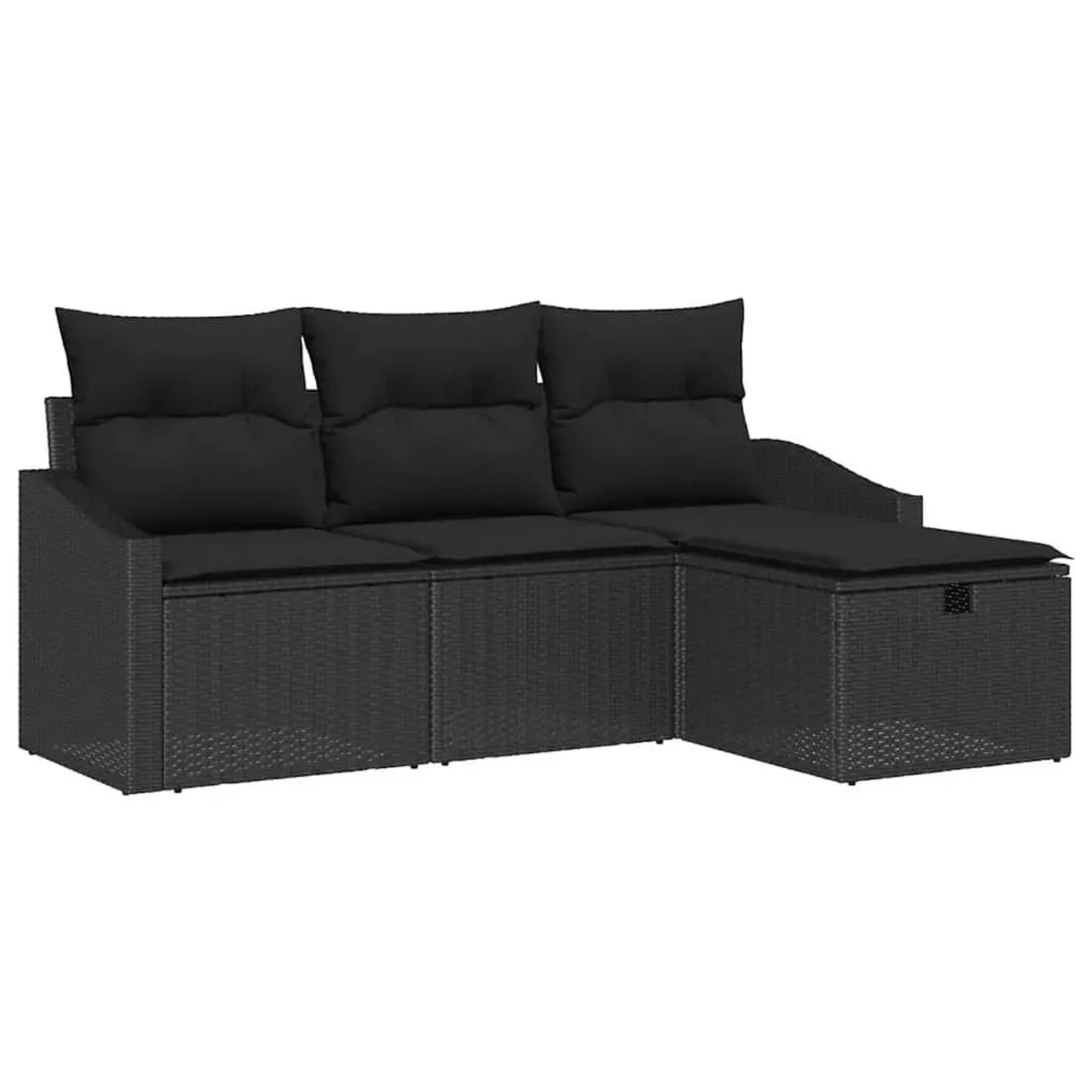vidaXL Garten-Sofa-Set mit Kissen 4-Tlg Schwarz Poly Rattan 3360584