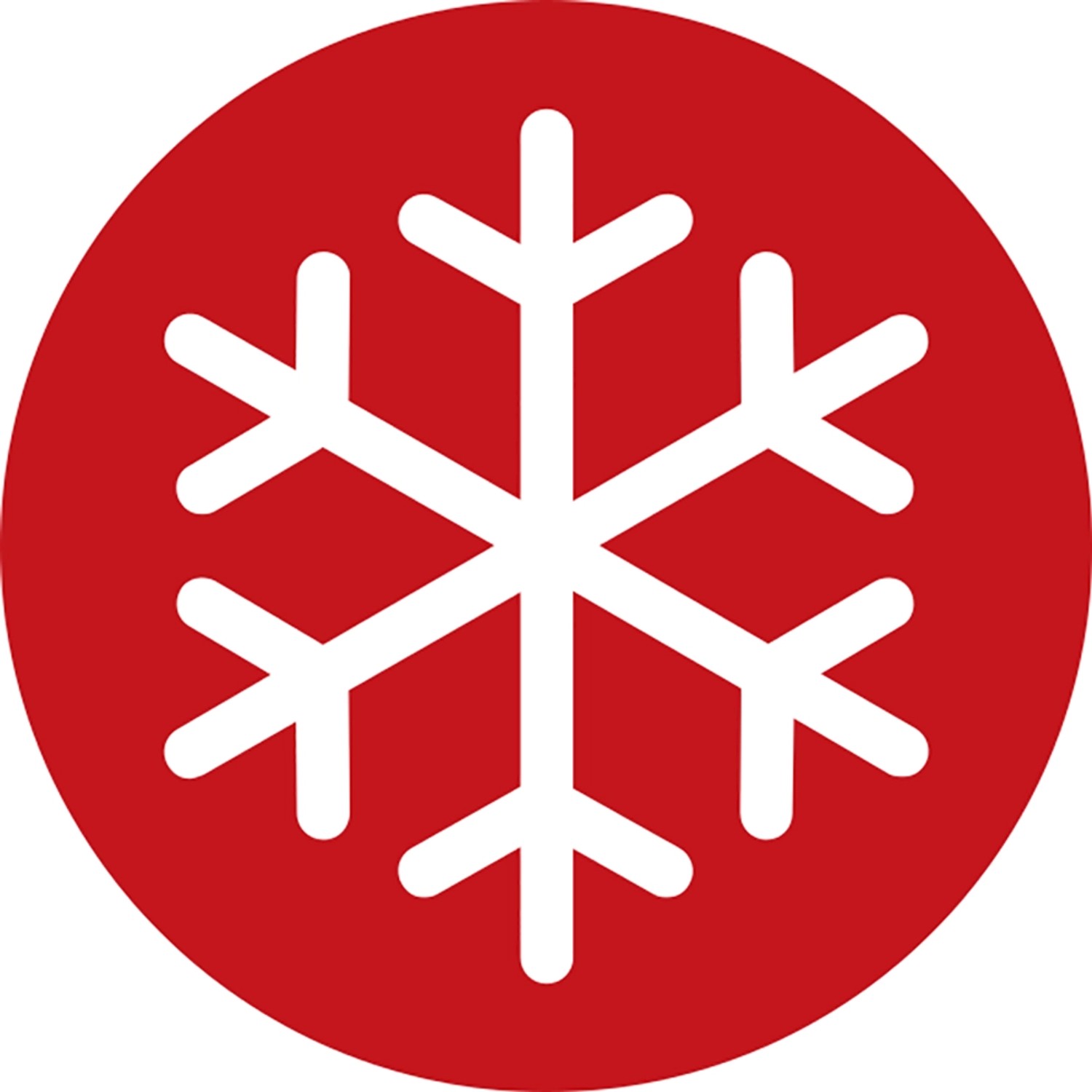 Symbol: Schneeflocke auf rotem Grund, Hinweis auf Kältebeständigkeit des Verlängerungskabels.