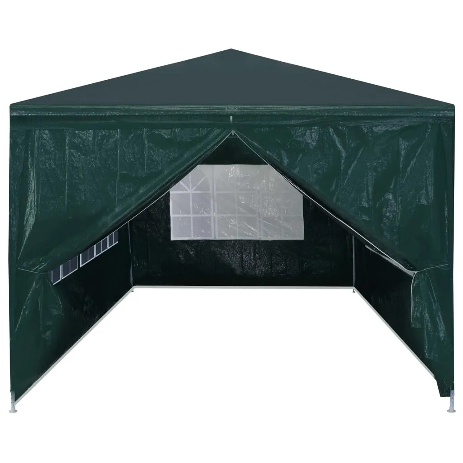Grünes Partyzelt 3x6 m von vidaXL mit Fenster und Stahlrahmen.
