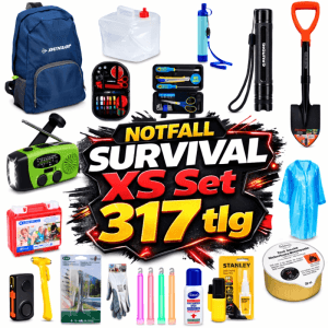 JUNG BLACKOUTPro Notfall Survival Kit 317-tlg: Rucksack, Radio, Taschenlampe, Werkzeug, Erste Hilfe für Blackout & Outdoor.