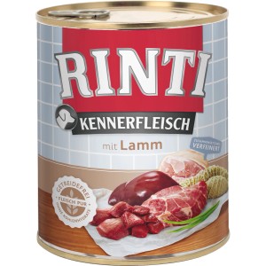Rinti Kennerfleisch Lamm, 800g Dose Hunde-Nassfutter mit hohem Fleischanteil.