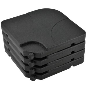 Juskys Schirmgewicht 4er Set, Quad, befüllbar bis 80kg, aus schwarzem HDPE-Kunststoff.