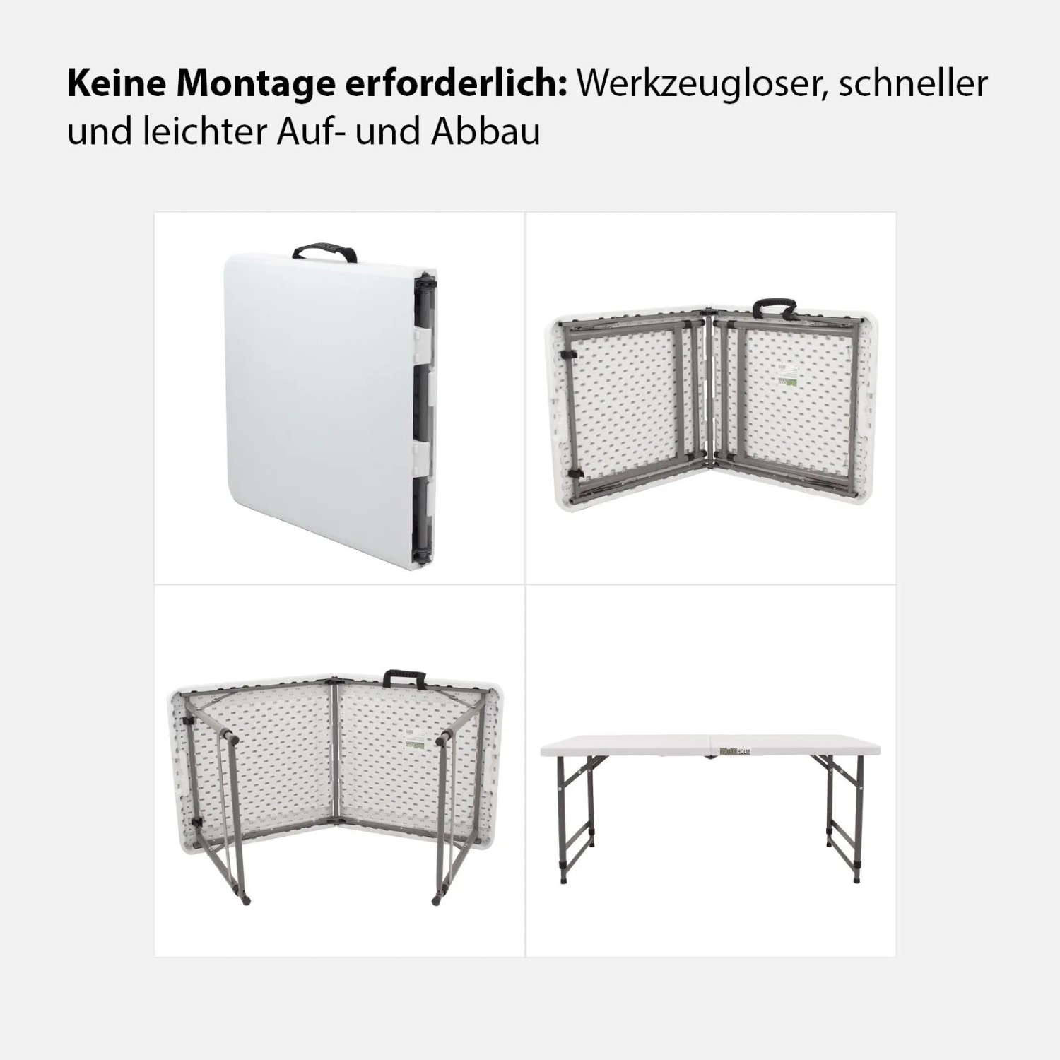 TRUTZHOLM Klapptisch 120x60cm, Campingtisch und Flohmarkttisch, höhenverstellbar und zusammenklappbar.