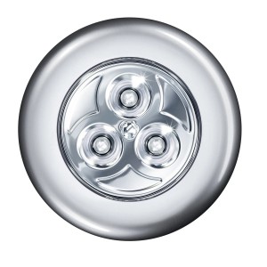 Silberne Osram LED DOT-it Classic Lampe, ein kleines Nachtlicht mit drei LEDs.