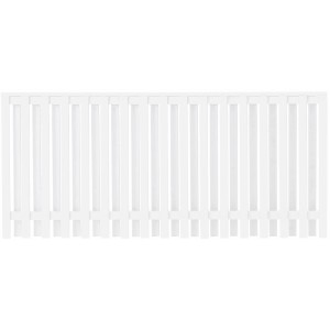 Weißer Vorgartenzaun Nagano aus Nadelholz, 180x80 cm, mit senkrechten Leisten. Gartenzaun für den Außenbereich.