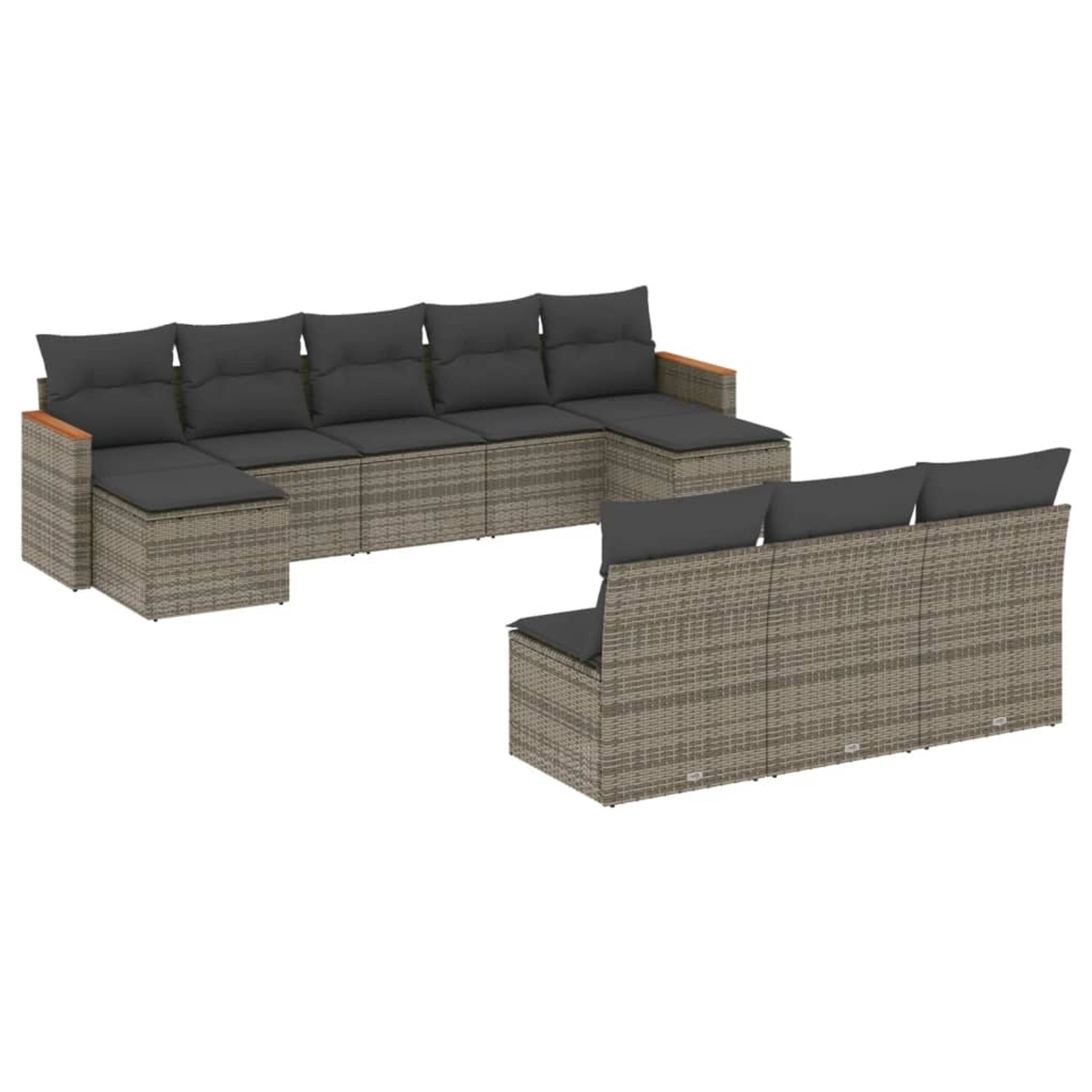 vidaXL 10-Tlg Garten-Sofagarnitur mit Kissen Grau Poly Rattan 3226389 günstig online kaufen