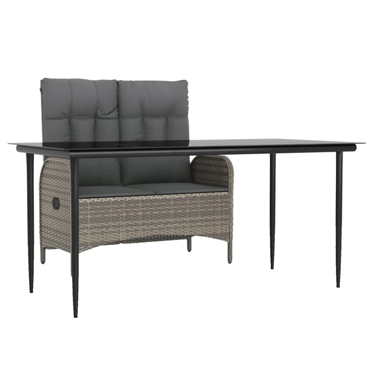 vidaXL 2-Tlg Garten-Essgruppe mit Kissen Grau Poly Rattan 3203502 günstig online kaufen