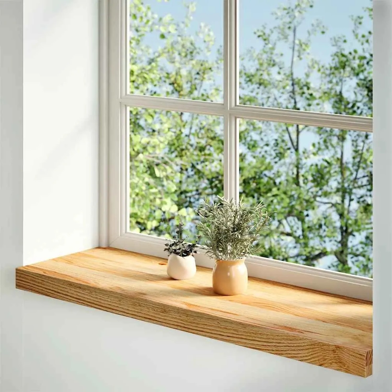 vidaXL Fensterbänke 2 Stk Hellbraun 70x30x2 cm Massivholz Eiche 4009149_2