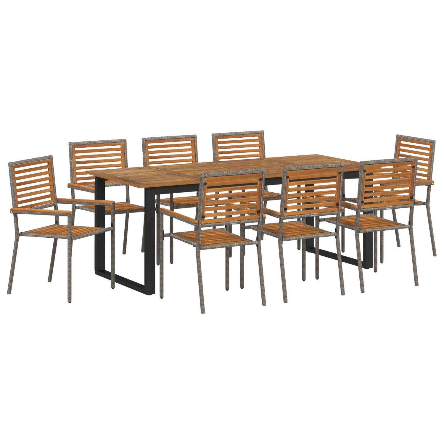 vidaXL Garten Essgruppe 9-Tlg Grau 3365470 günstig online kaufen