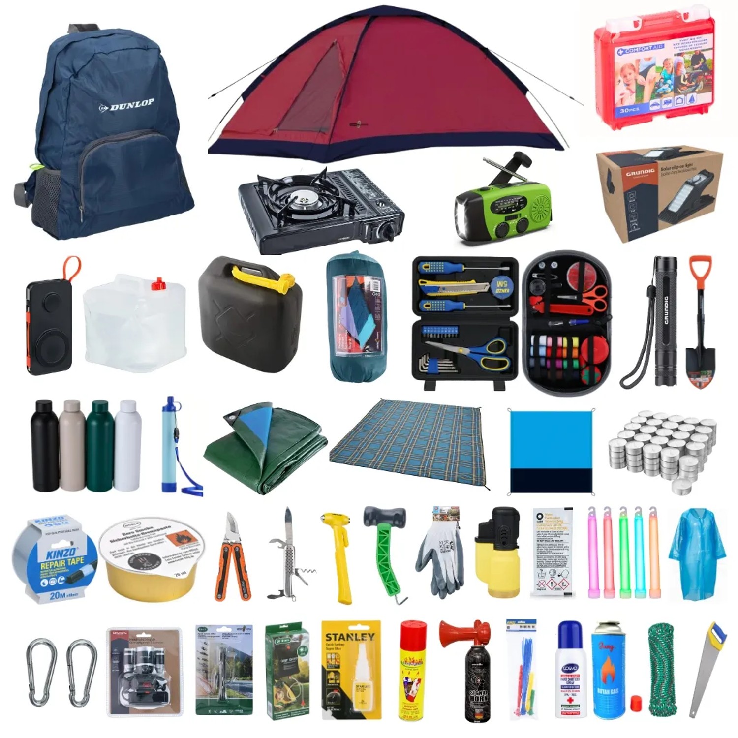 JUNG BLACKOUTPro Notfall Survival Kit 444 tlg Blackout Vorsorge Set XXL Prepper Notfallausrüstung Katastrophenschutz Camping Outdoor Emergency Set