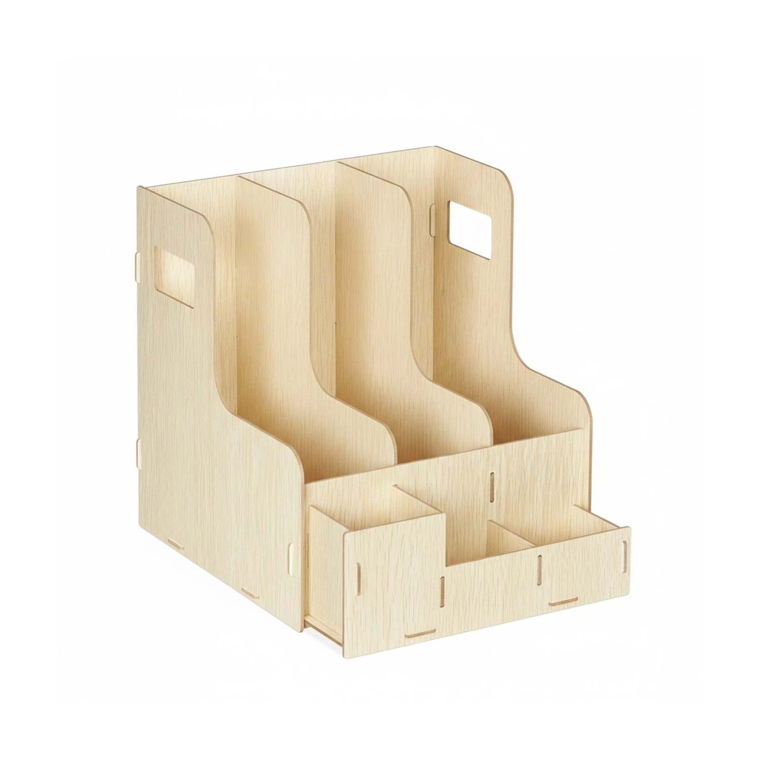 Relaxdays Stehsammler MDF Hellbraun 3 Fächer Mit Utensilienbox 27 cm x 24 cm x 31,5 cm 0,9 kg