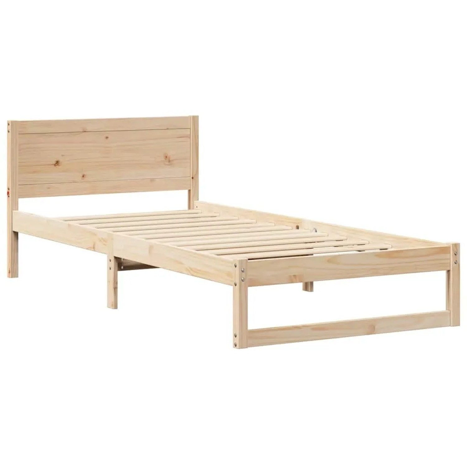 vidaXL Bettrahmen mit Kopfteil Natur 90 x 190 cm Massives Kiefernholz 873295