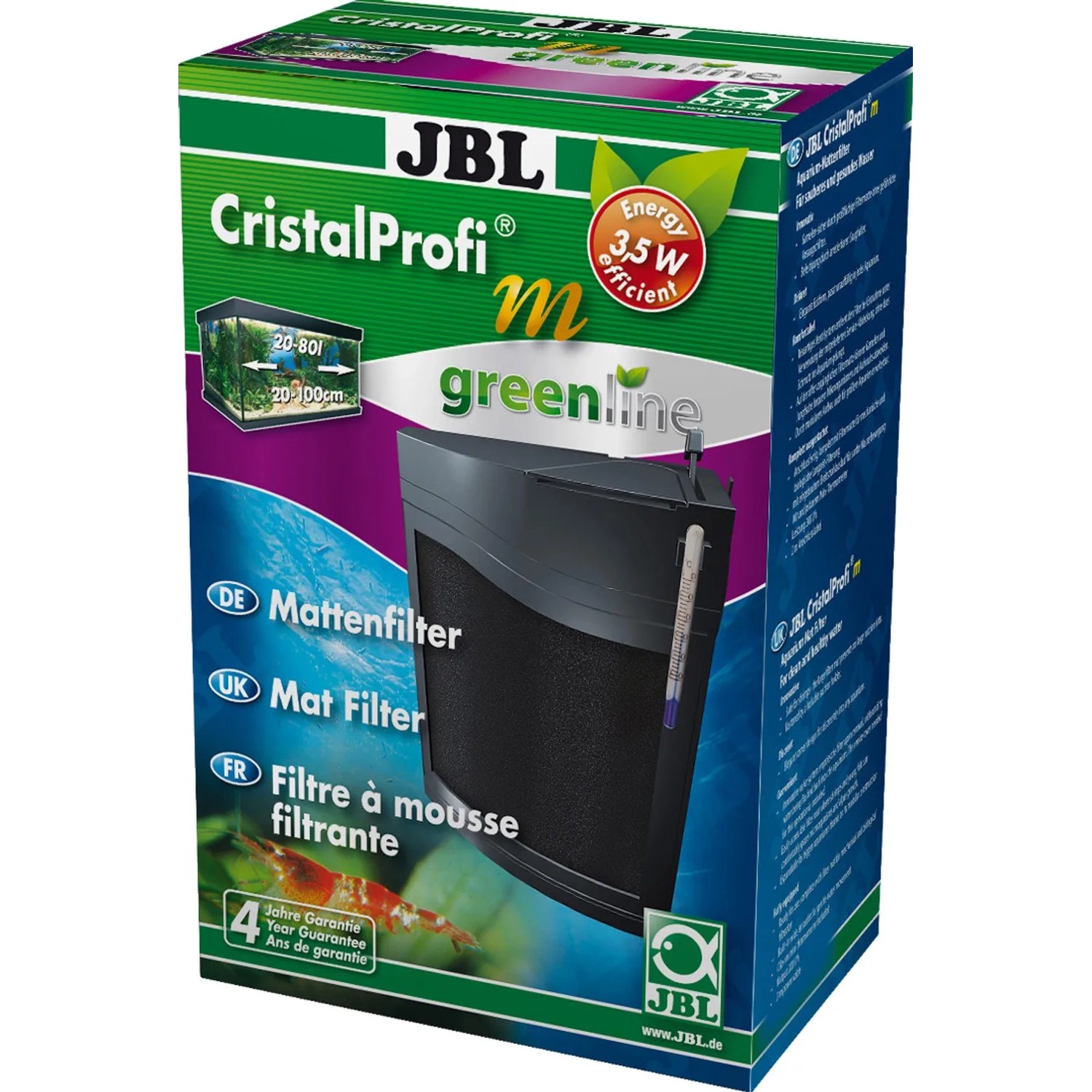 JBL CristalProfi m greenline Aquarium Mattenfilter für Aquarien von 20-80l.