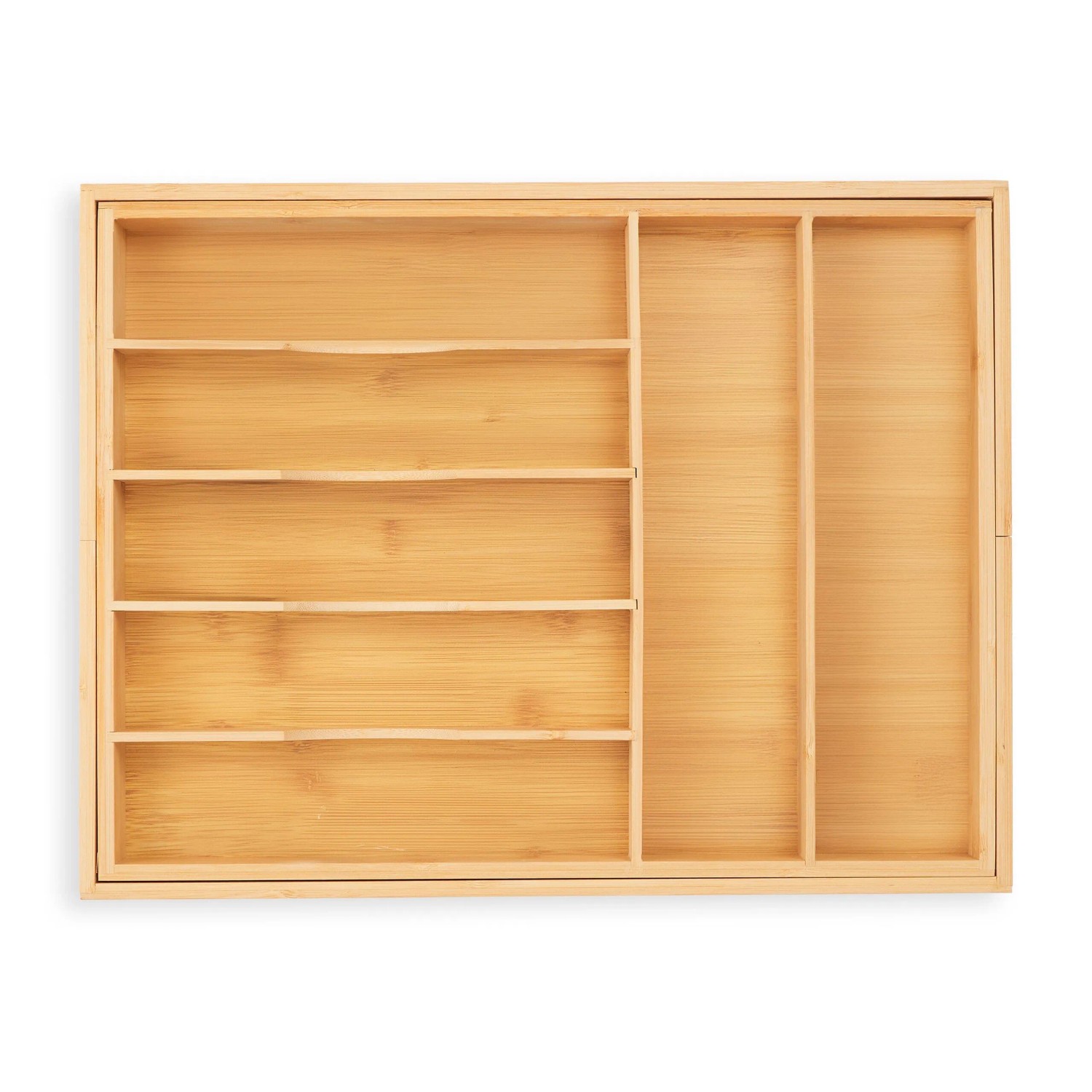 Relaxdays Besteckkasten Bambus Natur Ausziehbar Breitenverstellbar 5 cm x 34 cm bis 50,5 cm x 44,5 cm 1,7 kg