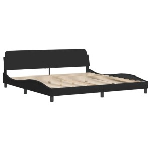 Schwarzes vidaXL Bett mit Matratze, 200x200 cm, Samtbezug und Lattenrost.