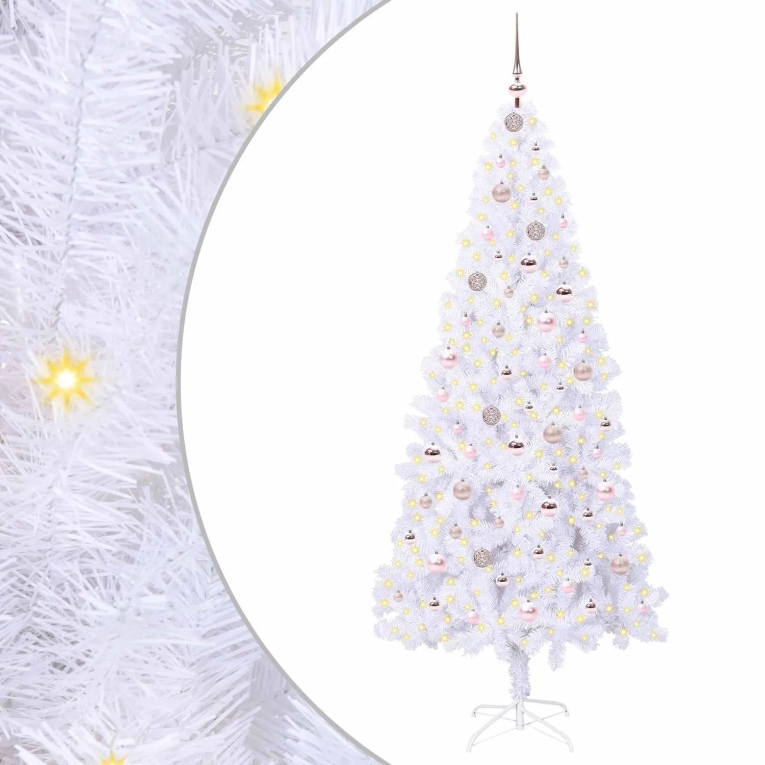vidaXL Künstlicher Weihnachtsbaum Weiß 210 cm PVC und Stahl 3426668