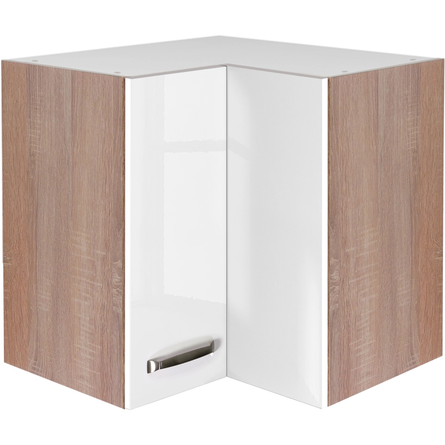 Flex-Well Exclusiv Eck-Hängeschrank Valero 60 cm x 60 cm Hochglanz Weiß