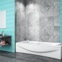 AICA Badewannenfaltwand 90x140 cm aus Glas als Duschabtrennung auf Badewanne montiert.