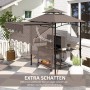 Outsunny Grillpavillon in Kaffee mit verstellbarem Sonnensegel und Ablageflächen.