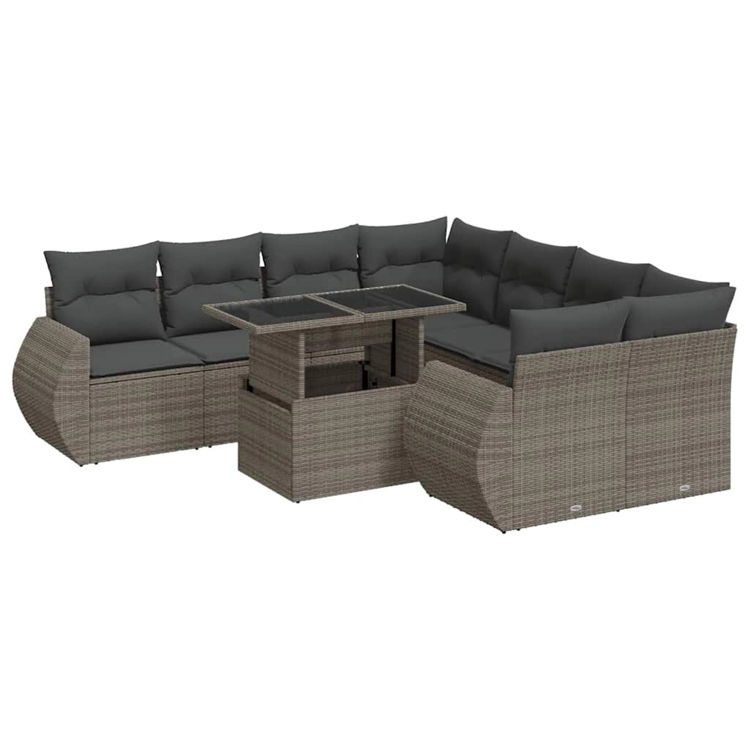 vidaXL 9-Tlg Garten-Sofagarnitur mit Kissen Grau Poly Rattan 3326611 günstig online kaufen