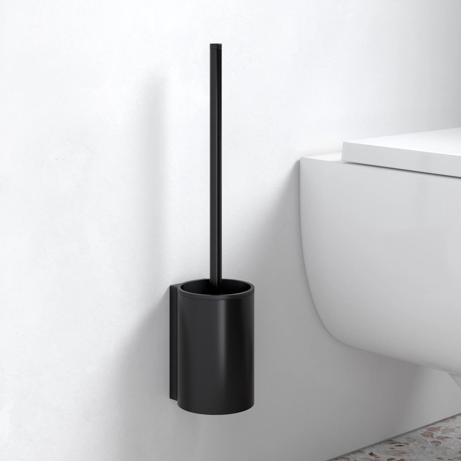 Keuco Plan Black Selection Toilettenbürstengarnitur, schwarz-matt, zur Wandmontage im Badezimmer.