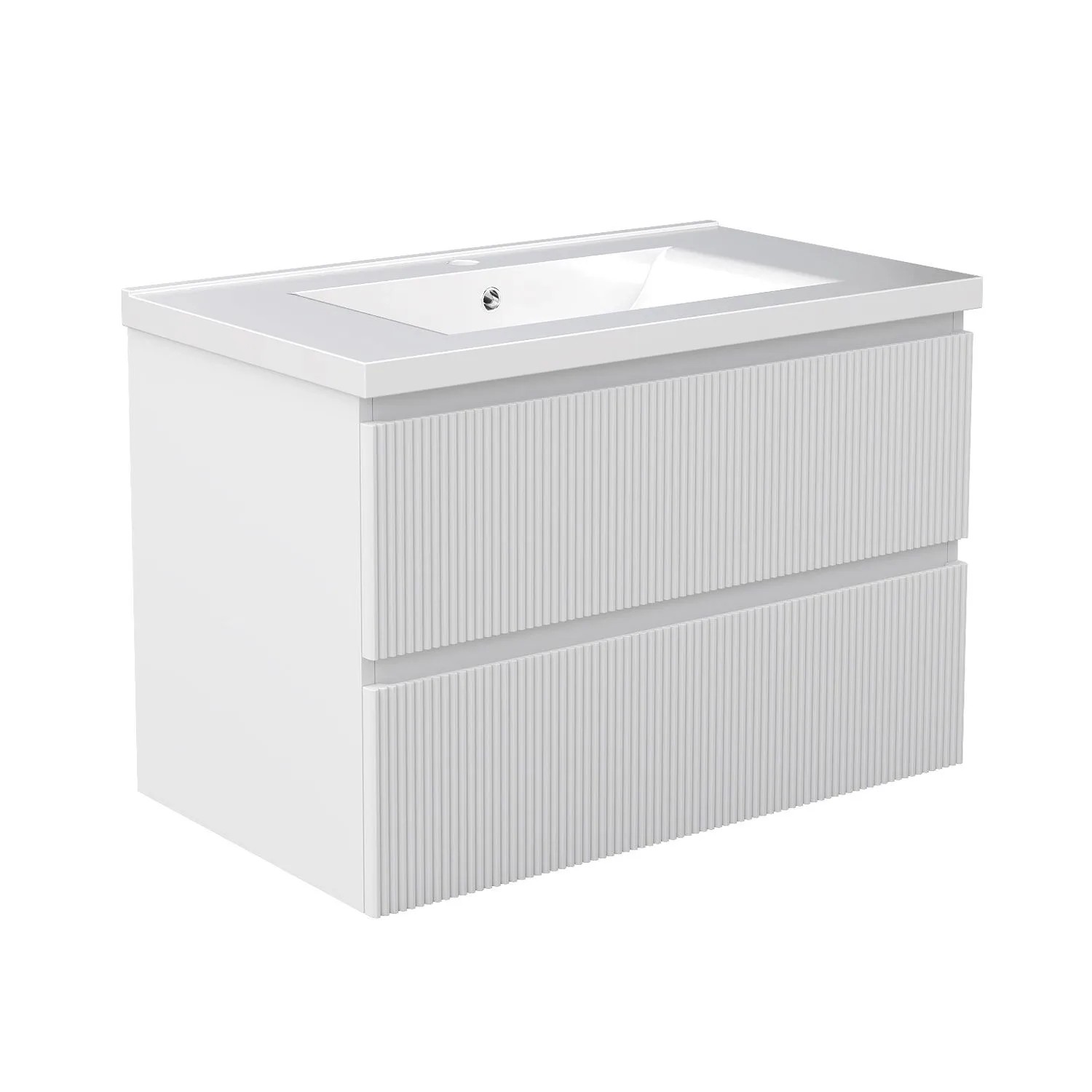 Duschspa Badmöbel 80cm Waschbecken mit Unterschrank Matt Weiß 2-tlg