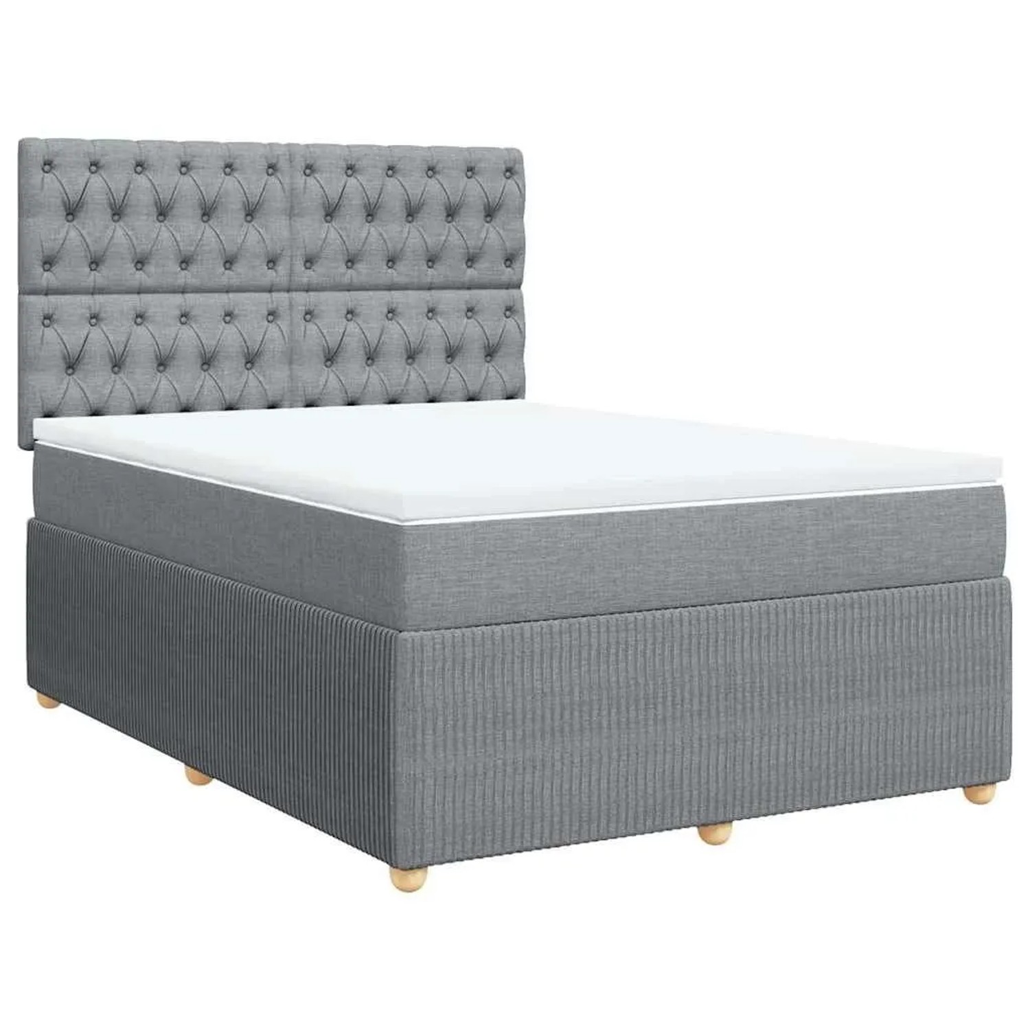 vidaXL Boxspringbett mit Matratze Hellgrau 140x200 cm Stoff 3292086