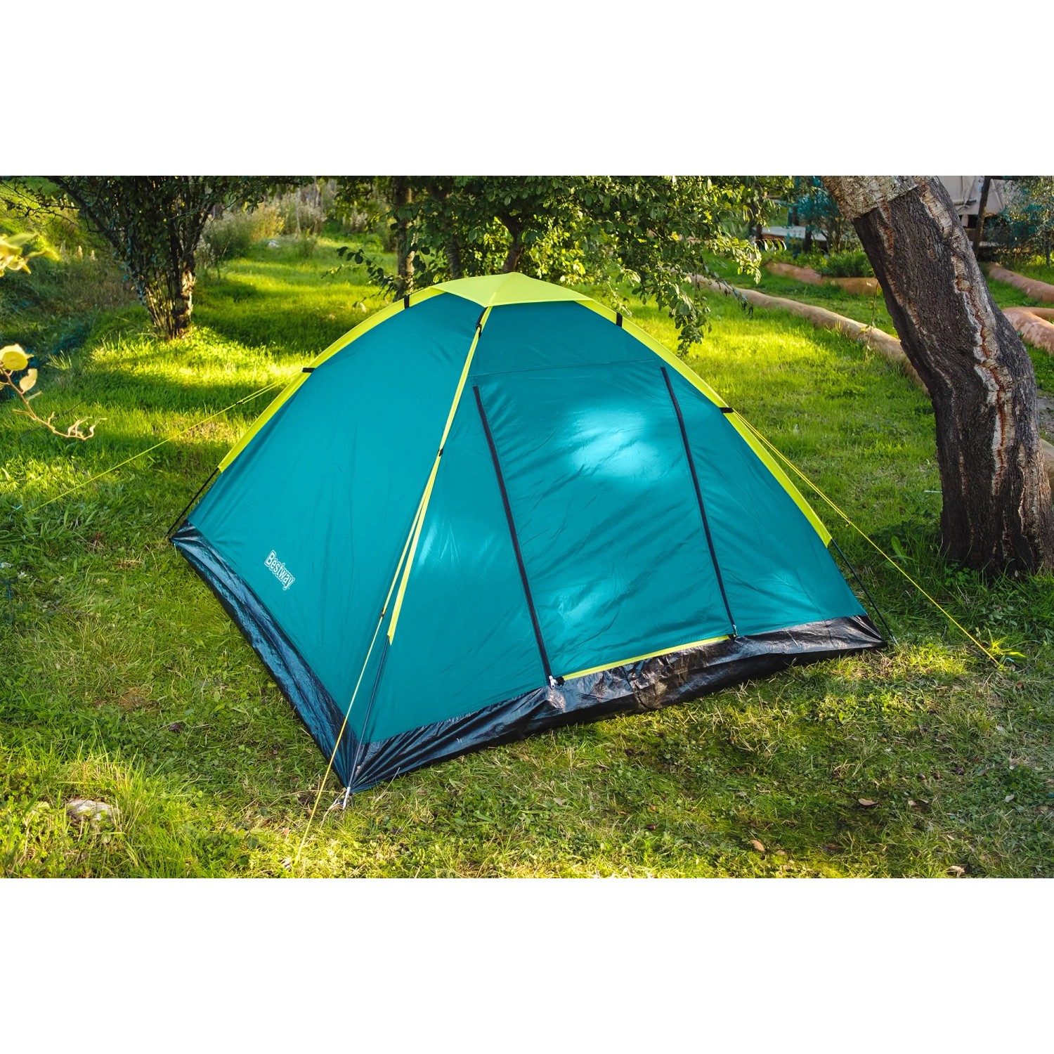 Bestway® Cool Ground 3 Zelt für 3 Personen, grün/gelb, ideal für Campingausflüge.