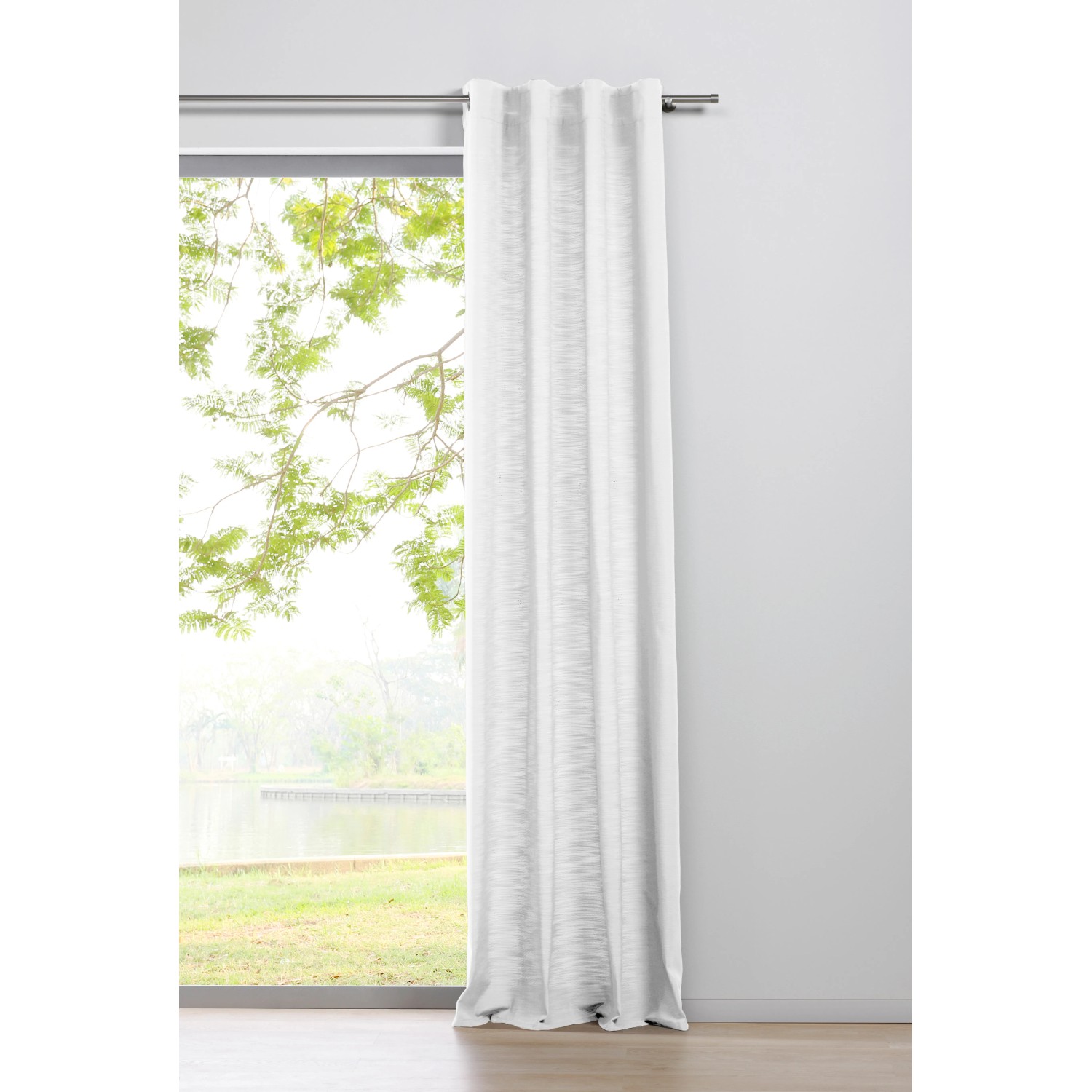 Mydeco Schlaufenschal Balance, weiß, 135x245cm, blickdichter Fenstervorhang.