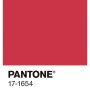 Quadratische Farbprobe der Alpina Innenfarbe Pantone Poinsettia Rot. Kräftige Wandfarbe für Innenräume.