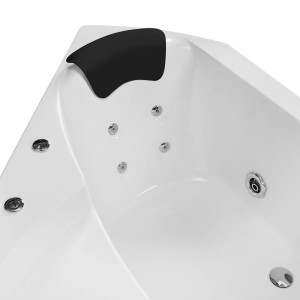Detailansicht der AquaVapore Whirlpool Badewanne 135x135cm mit Nackenkissen und Düsen.