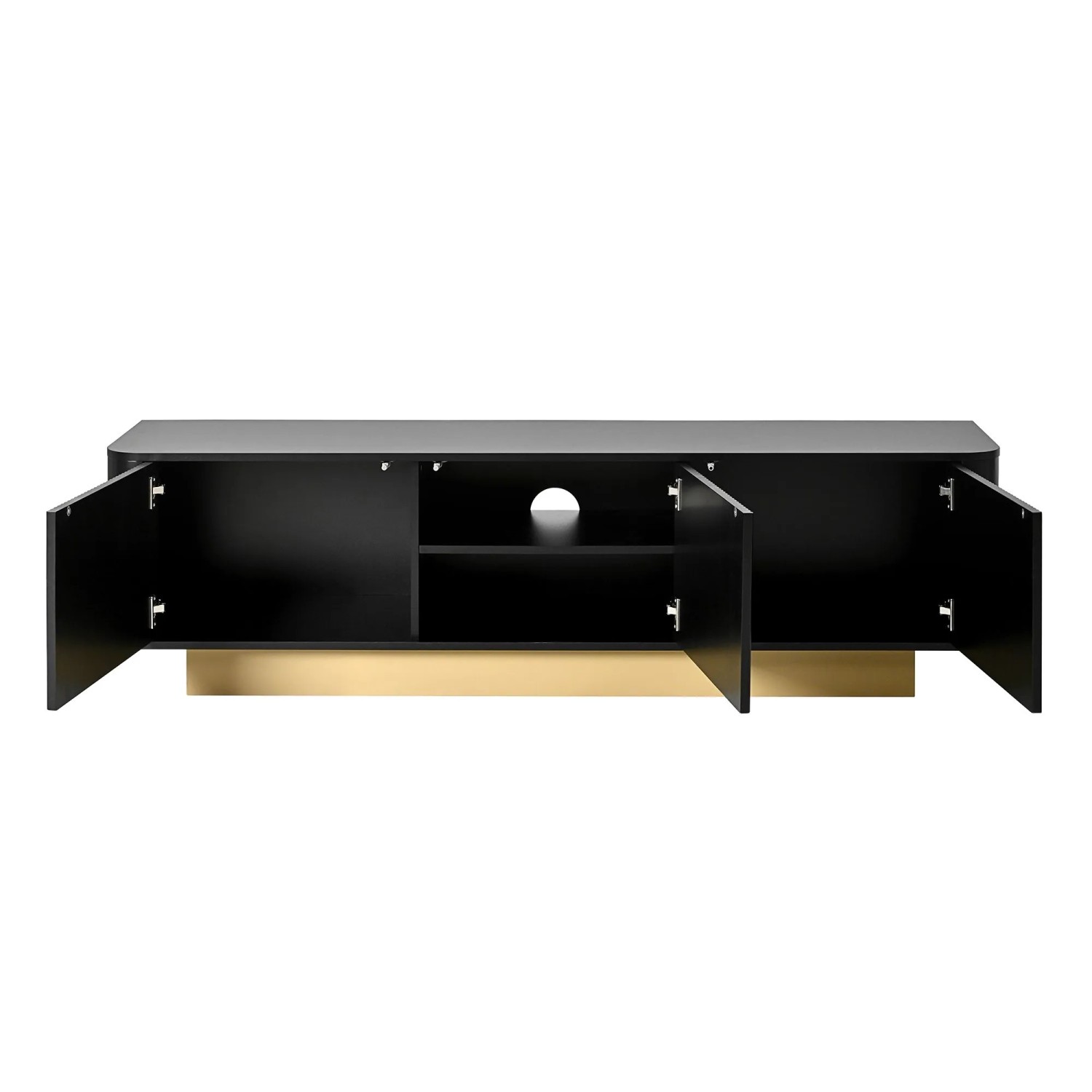 okwish TV Schrank mit Stauraum Kabelmanagement Texturfront 170x40.5x47cm Schwarz