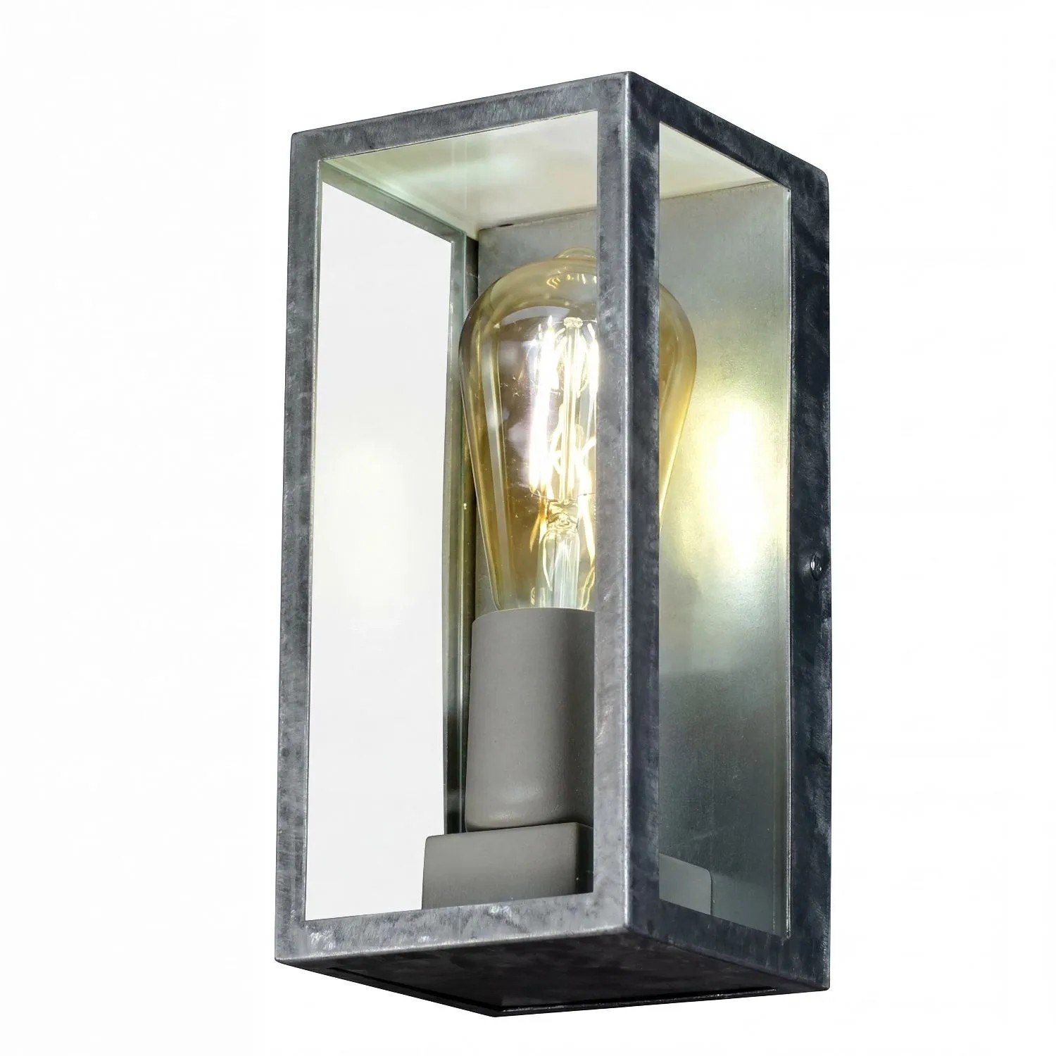 Licht-Erlebnisse Außenwandleuchte Klein 23,5 CM Hoch Verzinktes Aluminium Glas E27 IP44