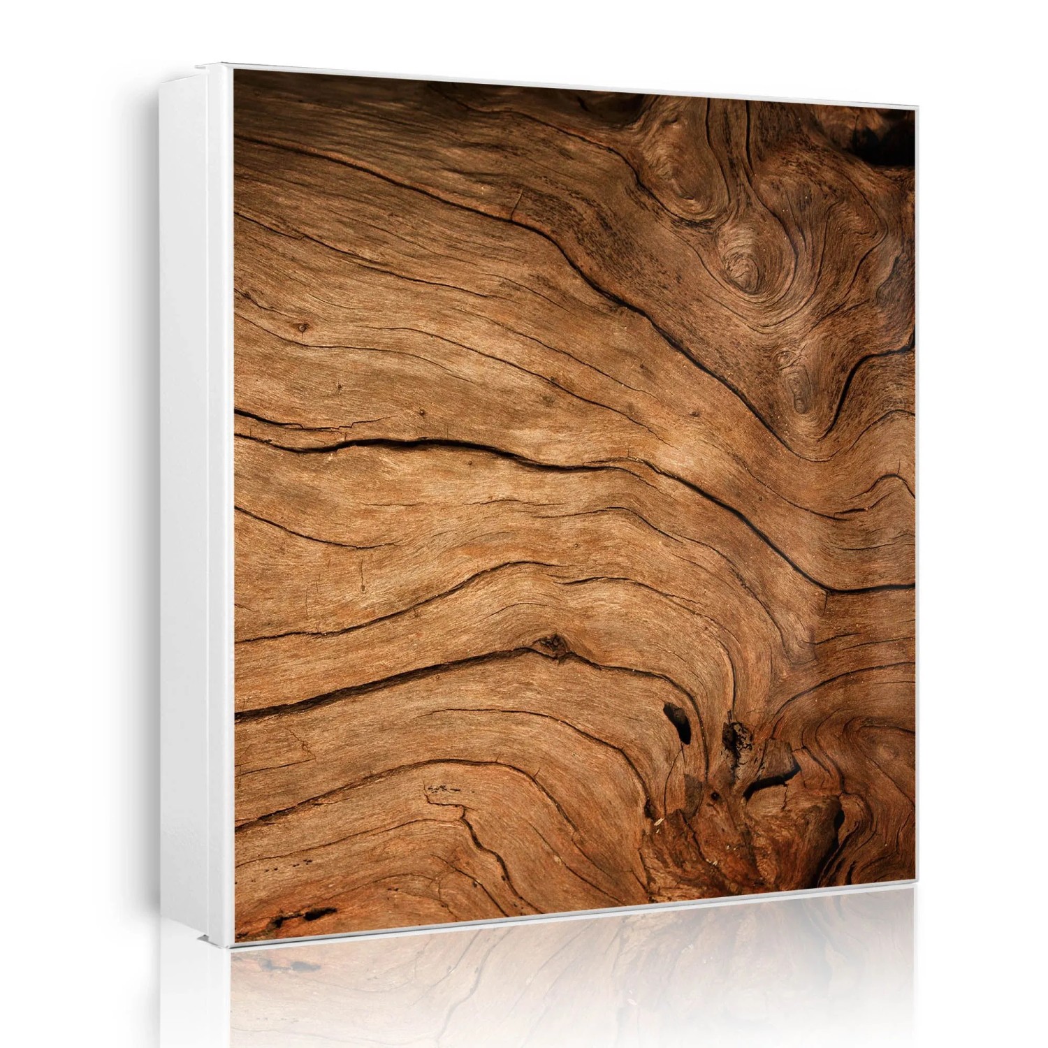 Banjado Großer Schlüsselkasten Metall 30x30cm Weiß Scharnier Links 50 Haken Beschreibbar Magnetisch Motiv Trockenes Holz