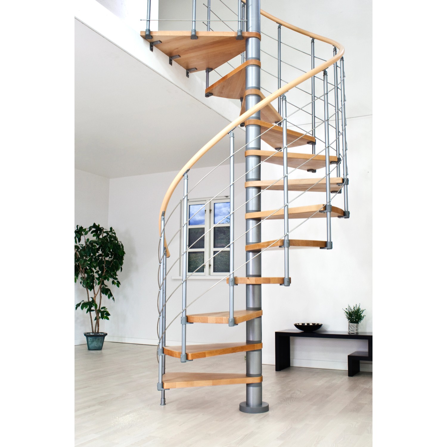 Dolle Spindeltreppe Oslo Buche Höhe bis 276 cm Ø 140 cm Grau FSC günstig online kaufen