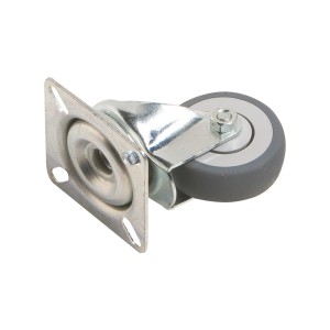 Apparate-Lenkrolle mit Platte, Ø 50mm, 45kg Traglast, Gummirad.