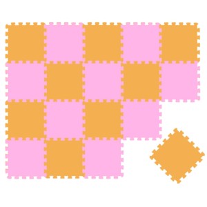 LittleTom Baby & Kinder Puzzlematte, 18 Stück, pink & gelb im Schachbrettmuster. Weiche Schaumstoff Spielmatte für Kindersicherheit.