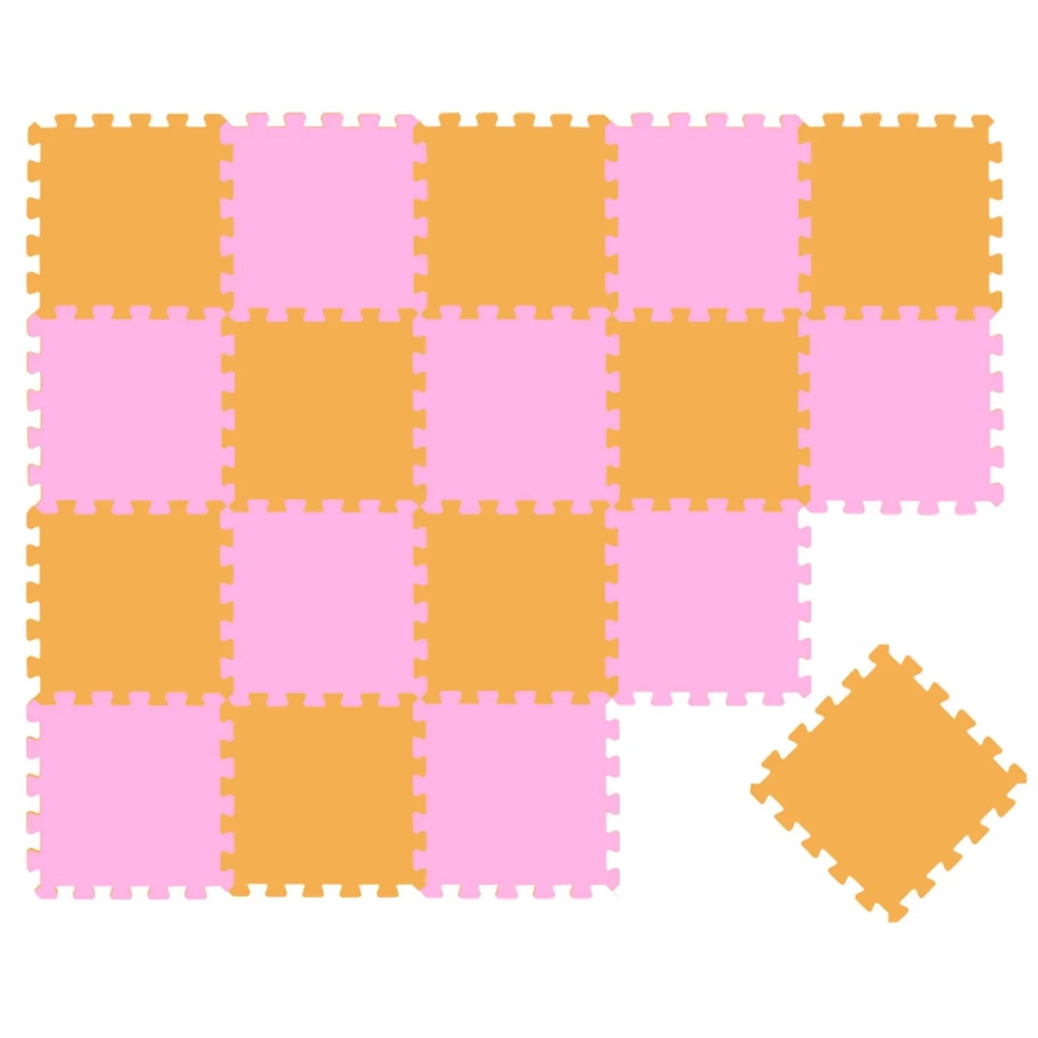 LittleTom Baby & Kinder Puzzlematte 30 x 30 cm 18 Stück Pink & Gelb