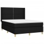 Schwarzes vidaXL Boxspringbett (140x190 cm) mit Matratze und Kopfteil, Stoffbezug.