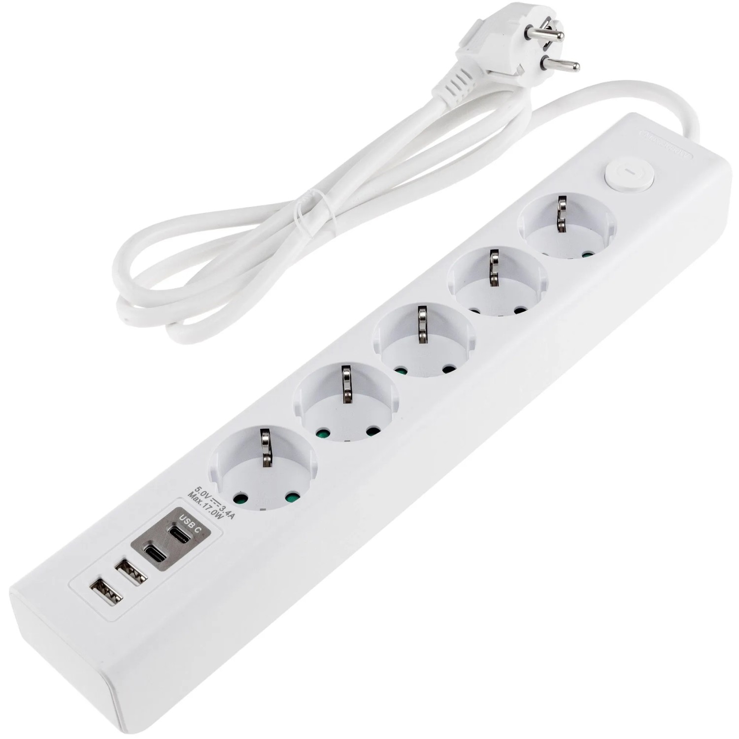 ChiliTec Steckdosenleiste 5-fach mit USB-A&C + Schalter