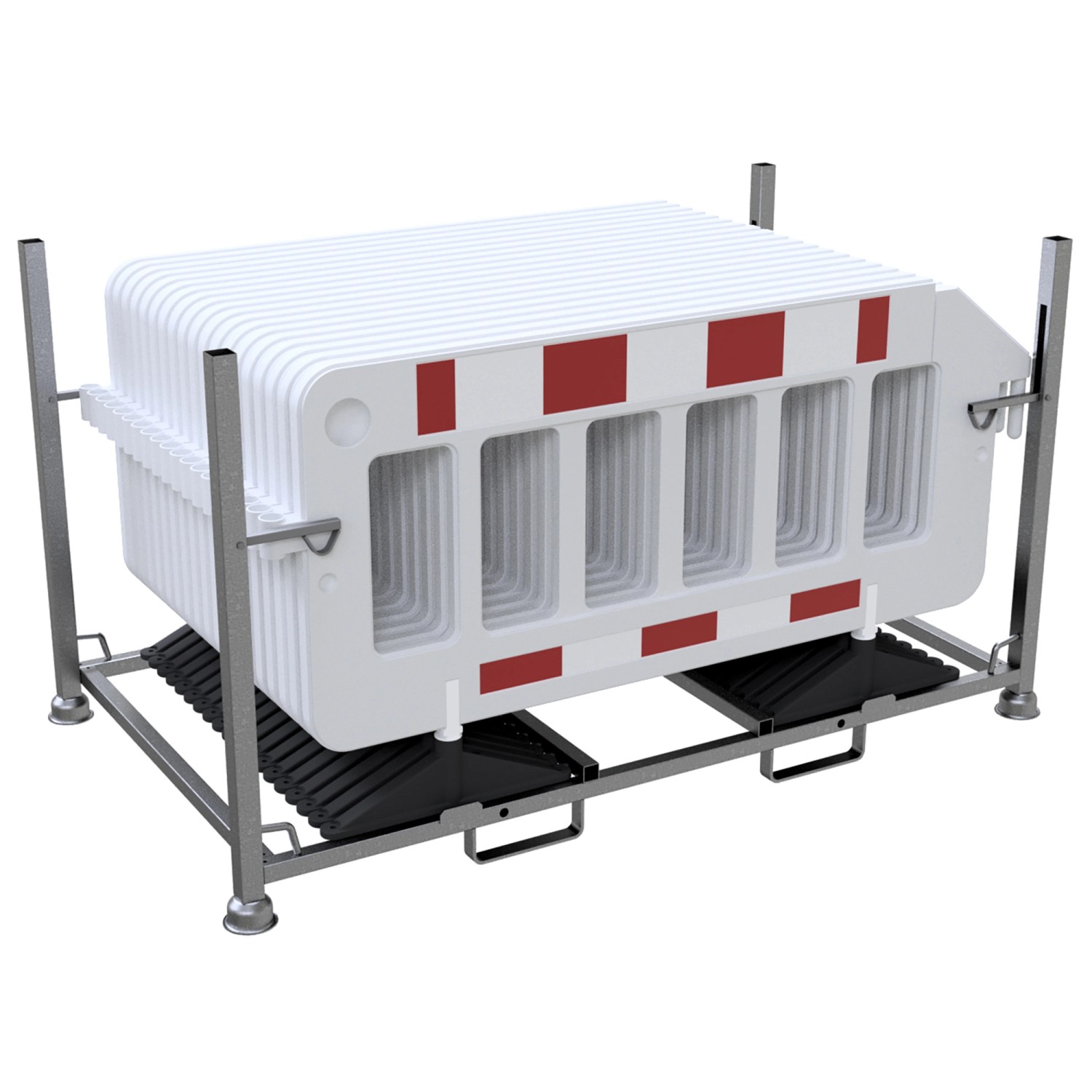 Schake Absperrgitter-Set Lager Transporttraverse Weiß-Rot 20-tlg.