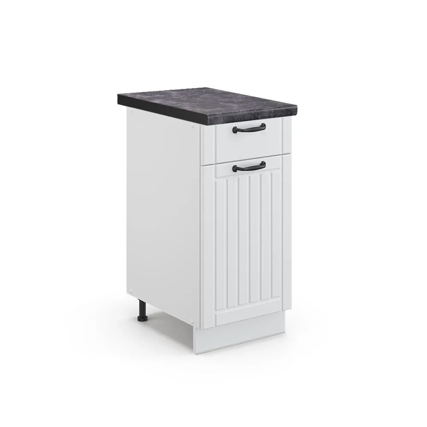 Vicco Küchenunterschrank Fame-Line Weiß Landhaus Weiß 40 cm AP Anthrazit