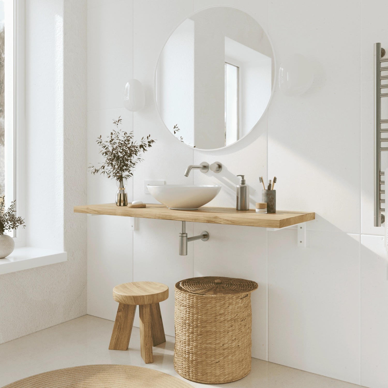 HEVVA Waschtischhalterung MAIN 45 cm Tief 1 Halter Weiß_5